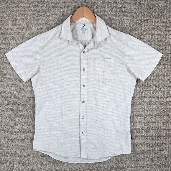 Kuhl Other - Kuhl Mens Riveara Tapered Fit Short Sleeve Button Down Shirt Gray Striped Medium